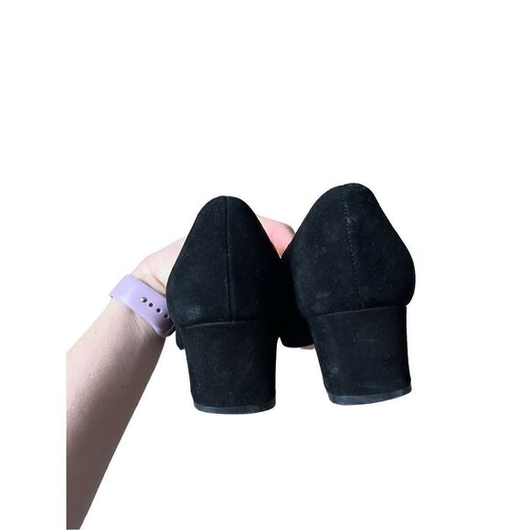 Kate Spade Kacey Black Suede Block Heels 7.5 B Pumps Slip On - Picture 4 of 10